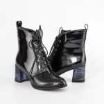 Kurze Stiefel mit einer dicken Ferse K577-30B Schwarzblau Jose Simon