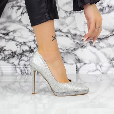 Schuhe mit einer dünnen Ferse und 2yz2 Plattform Silber Mei