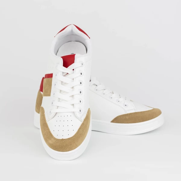 Männer Sportschuhe S0811 White-Red-Khaki | Se7en