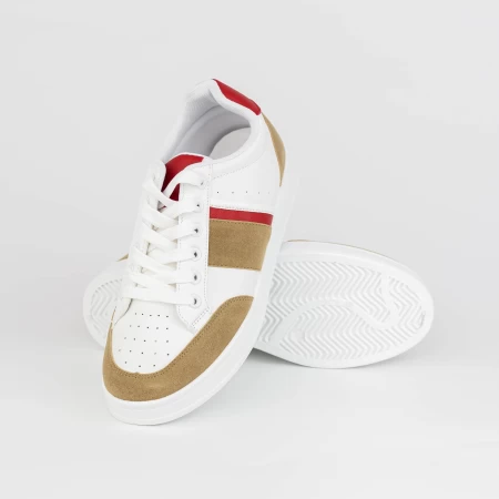 Männer Sportschuhe S0811 White-Red-Khaki | Se7en