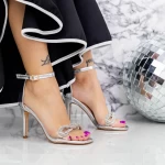 Sandalen mit einem dünnen Ferse Kv68 Silber Mei