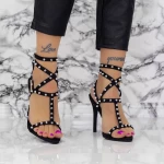 Sandalen mit einer dünnen Ferse 2Zb1 Black | Mei