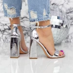 Sandalen mit einem dicken Absatz 2xkk62 Silber Mei