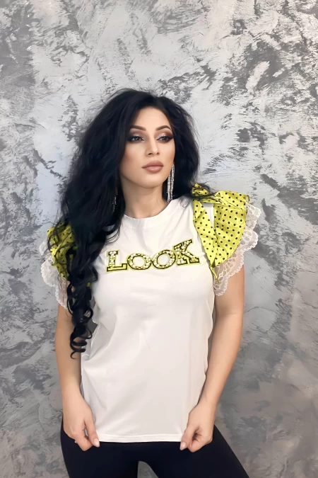 Frauen T-Shirt NG23053 White-Green | Anita Roberto