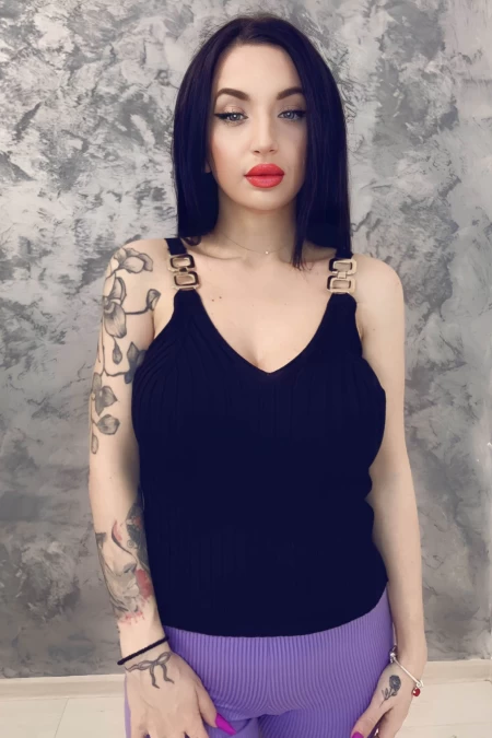 Ärmellose Bluse L55287 Schwarz | Anita Roberto