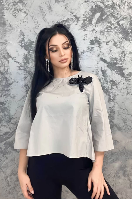 Frauen Sweatshirt QQ218 Grau Emma Mode