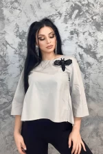 Frauen Sweatshirt QQ218 Grau Emma Mode