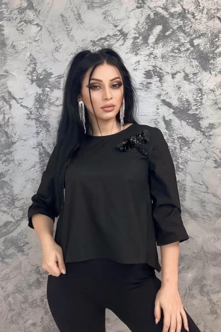 Frauen Sweatshirt QQ218 Black | Emma Mode