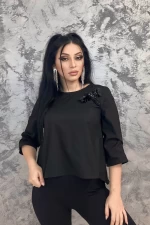 Frauen Sweatshirt QQ218 Black | Emma Mode