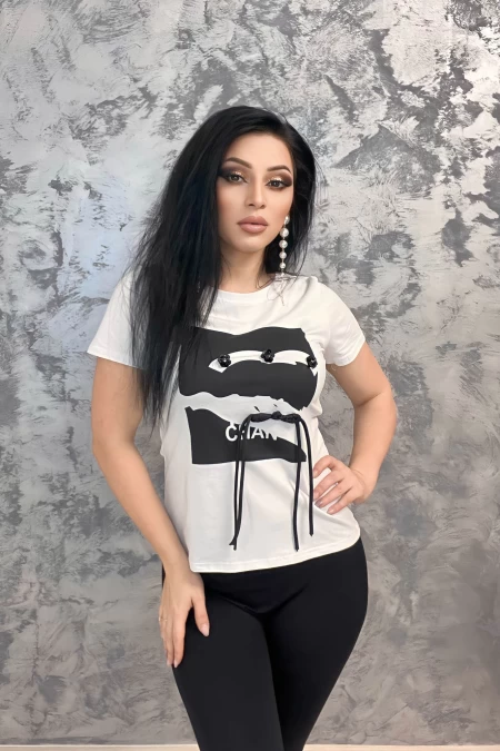 Frauen t -Shirt NG23101 Weiß | Emma Mode