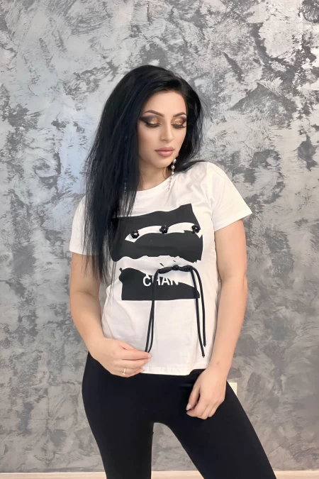 Frauen t -Shirt NG23101 Weiß | Emma Mode