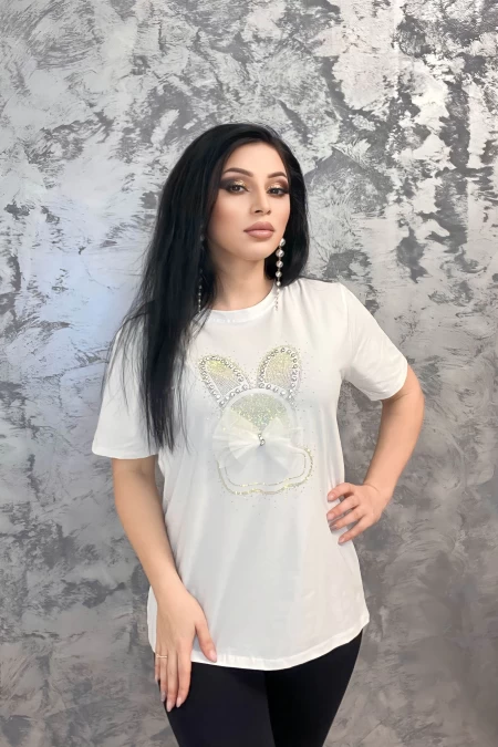 Frauen t -Shirt H0786 Weiß | Emma Mode