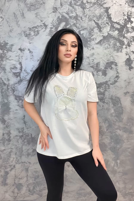 Frauen t -Shirt H0786 Weiß | Emma Mode
