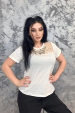 Frauen w3162 weißes T -Shirt Emma Mode