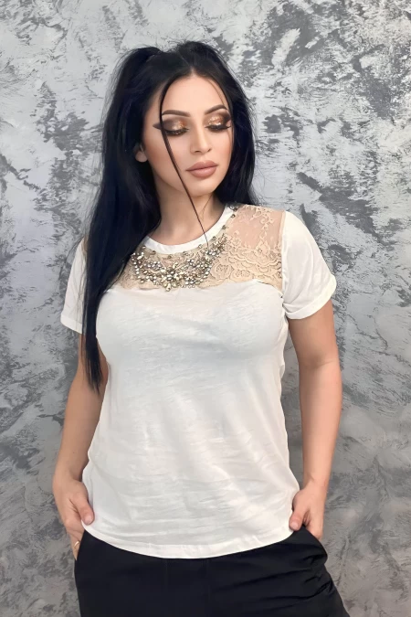 Frauen w3162 weißes T -Shirt Emma Mode
