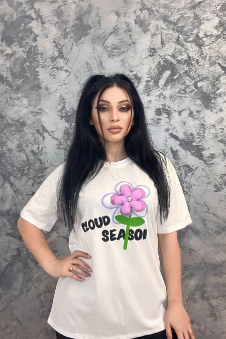 Frauen t -Shirt 666 Weiß Emma Mode