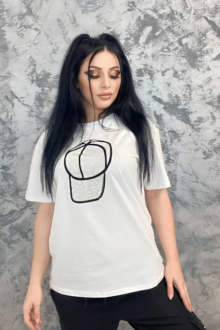 Frauen t -Shirt SJD92755 Weiß | Emma Mode