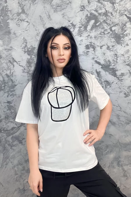 Frauen t -Shirt SJD92755 Weiß | Emma Mode