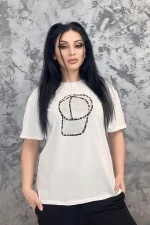 Frauen T-Shirt SJD92755 White-Leopard | Emma Mode