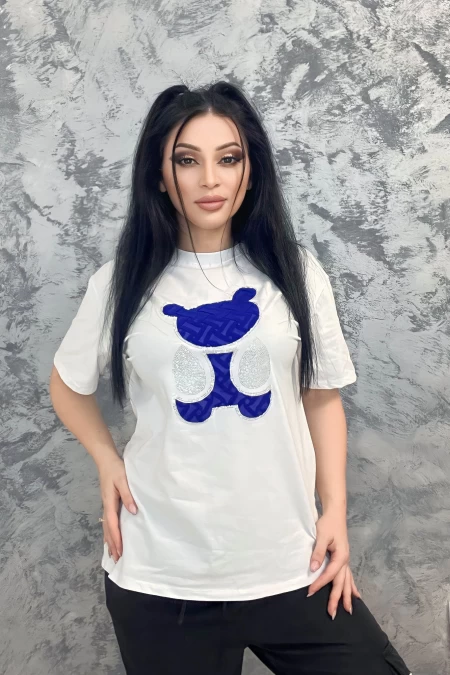 Frauen T-Shirt SJD92800 Weißblau Emma Mode