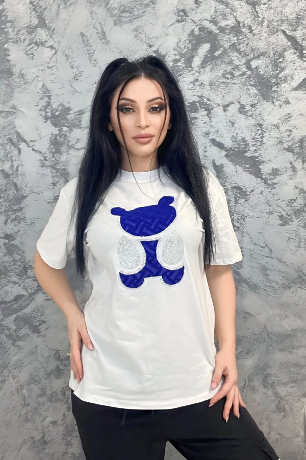 Frauen T-Shirt SJD92800 Weißblau Emma Mode