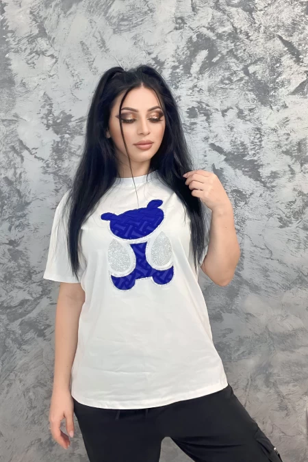 Frauen T-Shirt SJD92800 Weißblau Emma Mode