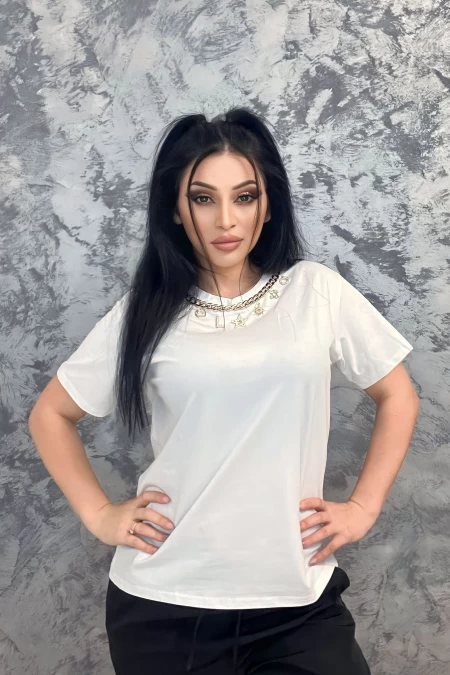 Frauen t -Shirt p5808 Weiß Emma Mode