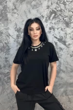 Frauen p5808 schwarzes t -Shirt Emma Mode