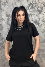 Frauen p5808 schwarzes t -Shirt Emma Mode