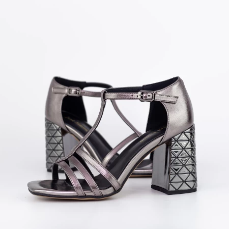 Sandalen mit dicken Absätzen K835-02C Gunmetal | Jose Simon