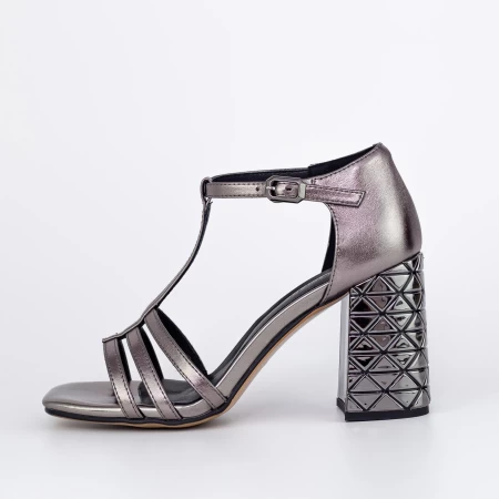 Sandalen mit dicken Absätzen K835-02C Gunmetal | Jose Simon
