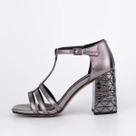 Sandalen mit dicken Absätzen K835-02C Gunmetal | Jose Simon