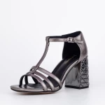 Sandalen mit dicken Absätzen K835-02C Gunmetal | Jose Simon