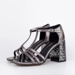 Sandalen mit dicken Absätzen K835-02C Gunmetal | Jose Simon