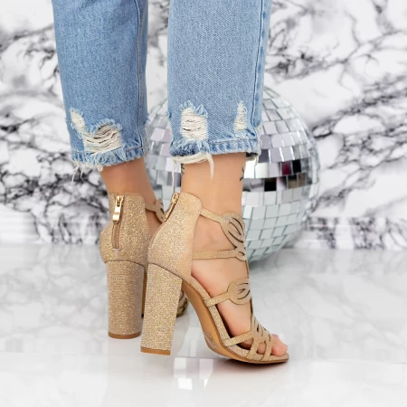 Sandalen mit dicken Absätzen 2xkk92 Champagner | Mei