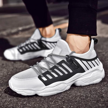 Herren Sportschuhe 0551 Weißschwarz Mei