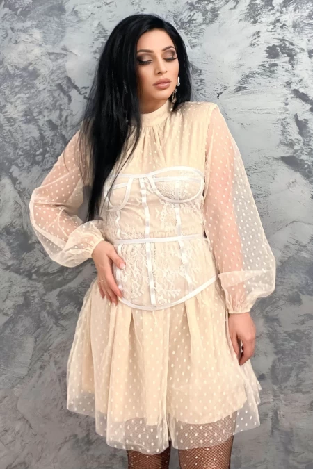 Frauenkleid A68199 Beige Kikiriki