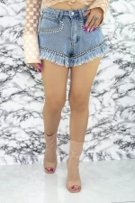 Frauen kurze Jeans PJ673 Blau Kikiriki