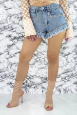 Frauen kurze Jeans PJ673 Blau Kikiriki
