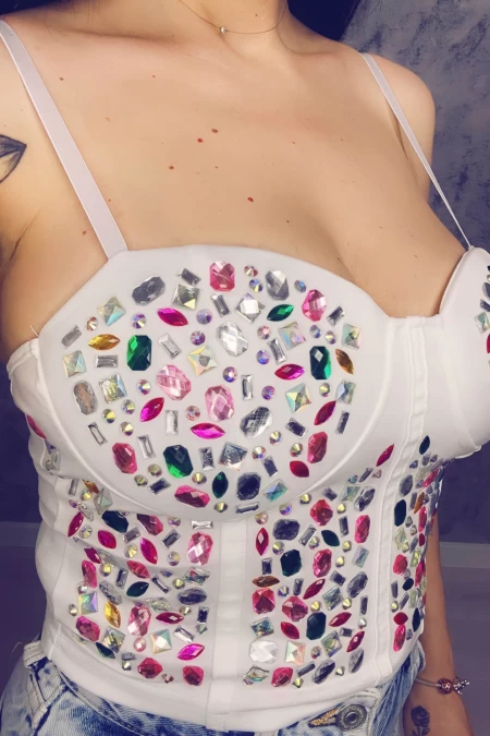Damen Top Ty021 Weiß Kikiriki
