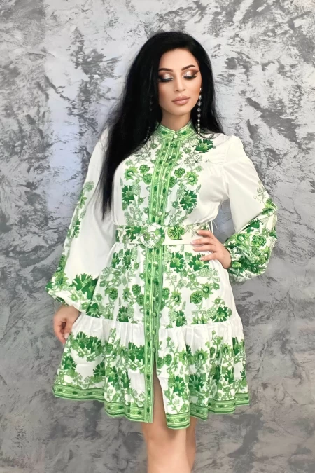 Frauenkleid VMC6923 White-Green | Kikiriki