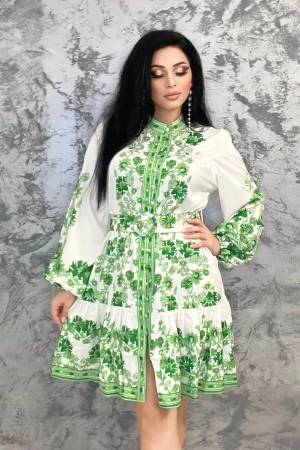 Frauenkleid VMC6923 White-Green | Kikiriki