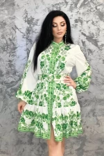 Frauenkleid VMC6923 White-Green | Kikiriki