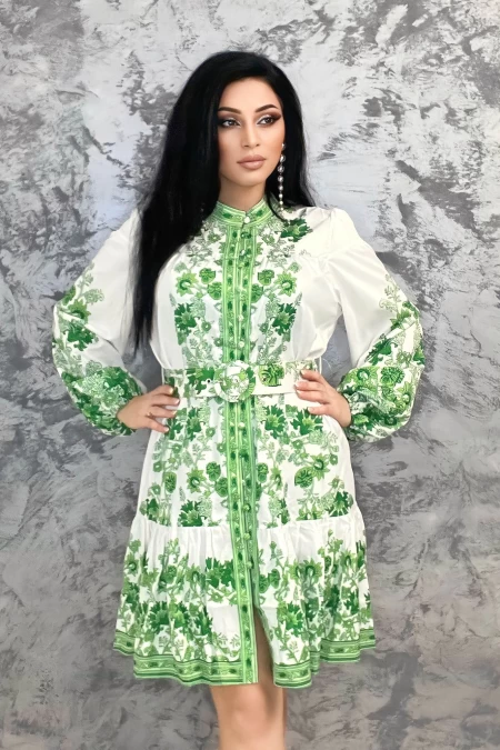 Frauenkleid VMC6923 White-Green | Kikiriki