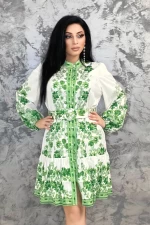 Frauenkleid VMC6923 White-Green | Kikiriki
