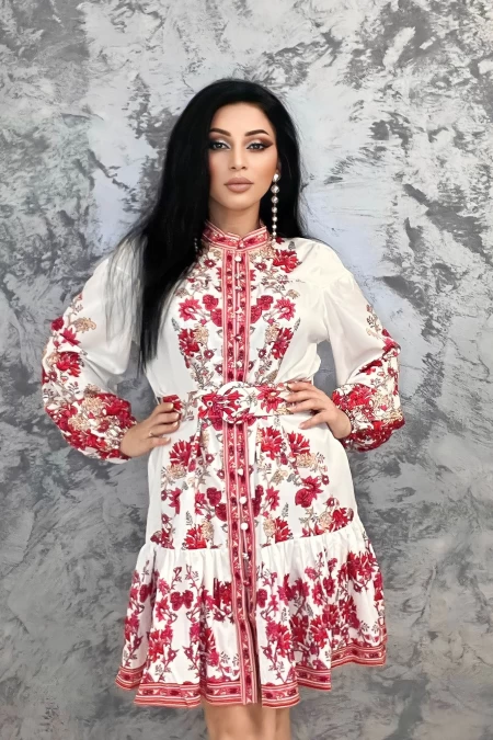 Frauenkleid VMC6923 Weißrosa | Kikiriki
