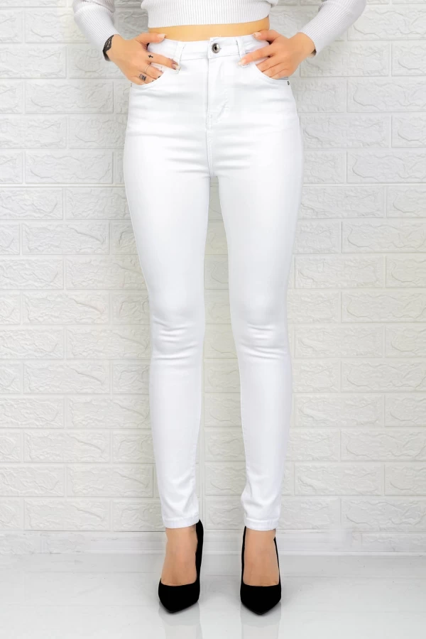 Frauen Jeans M6680-2 Weiß Gesicht