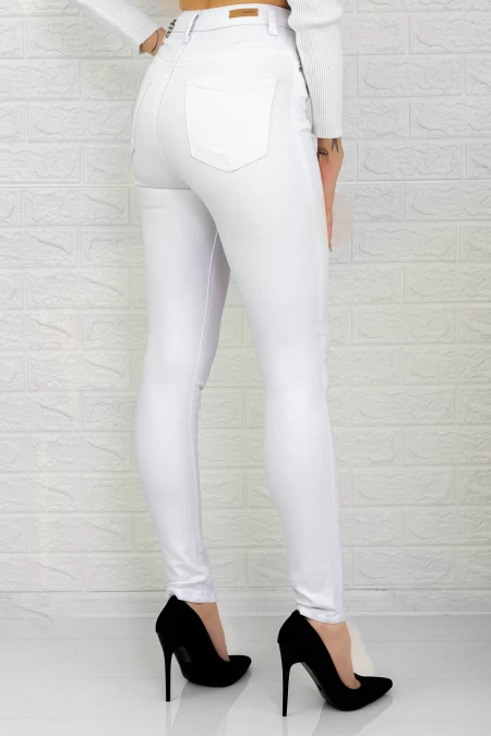 Frauen Jeans M6680-2 Weiß Gesicht