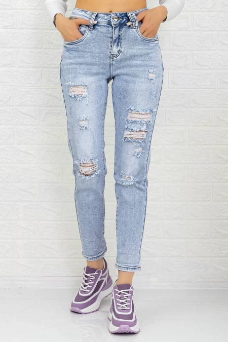 Frauen Jeans 90174 Blau Gesicht