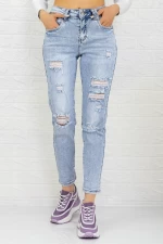 Frauen Jeans 90174 Blau Gesicht